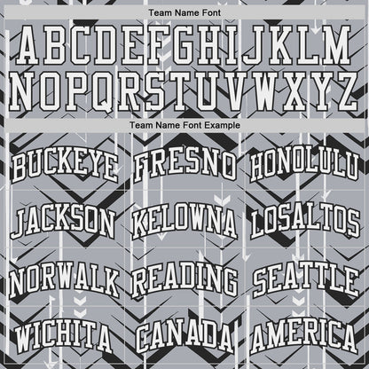 Custom Gray White-Black Geometric Chevron Pattern Round Neck Sublimation Basketball Uniform Jersey
