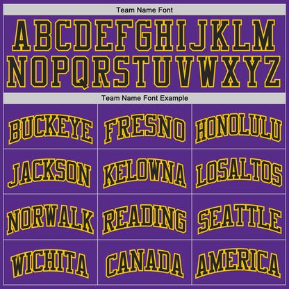Custom Purple Black-Yellow Geometric Chevron Pattern Round Neck Sublimation Basketball Uniform Jersey