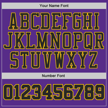 Custom Purple Black-Yellow Geometric Chevron Pattern Round Neck Sublimation Basketball Uniform Jersey