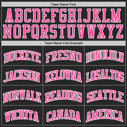 Custom Black Pink-White Geometric Stripes Round Neck Sublimation Basketball Uniform Jersey