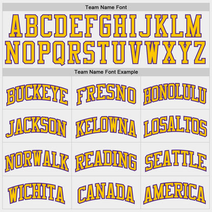 Custom White Yellow Purple-Lakes Blue Geometric Stripe Round Neck Sublimation Basketball Uniform Jersey