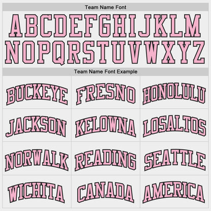 Custom White Light Pink-Black Geometric Stripe Round Neck Sublimation Basketball Uniform Jersey