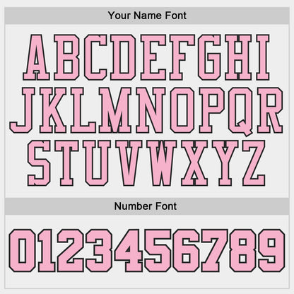 Custom White Light Pink-Black Geometric Stripe Round Neck Sublimation Basketball Uniform Jersey