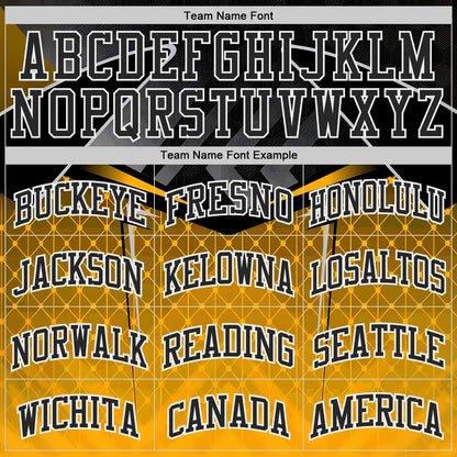 Custom Black Gold-White Geometric Diamond Gradient Round Neck Sublimation Basketball Uniform Jersey