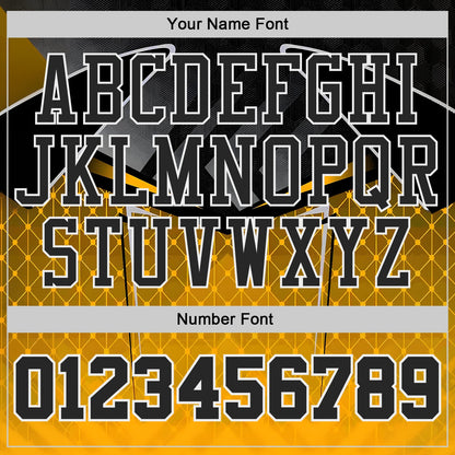 Custom Black Gold-White Geometric Diamond Gradient Round Neck Sublimation Basketball Uniform Jersey