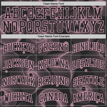 Custom Black-Light Pink Geometric Swirl Wave Lines Round Neck Sublimation Basketball Uniform Jersey
