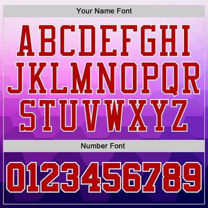 Custom Purple Red White-Black Hexagon Gradient Round Neck Sublimation Basketball Uniform Jersey