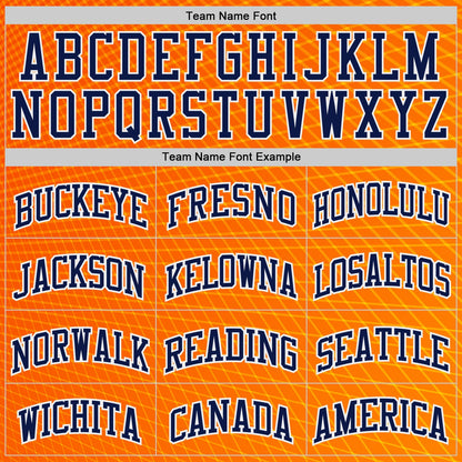 Custom Orange Navy White-Gold Diamond Grid Gradient Round Neck Sublimation Basketball Uniform Jersey
