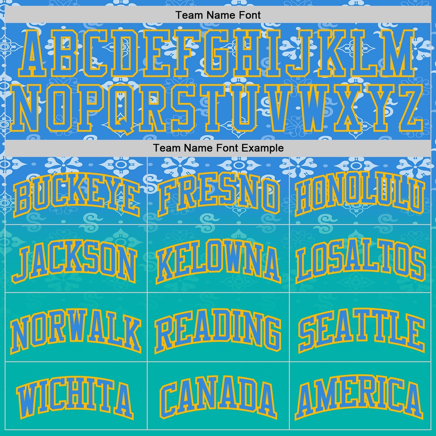 Custom Powder Blue Aqua-Gold Floral Texture Gradient Round Neck Sublimation Basketball Uniform Jersey