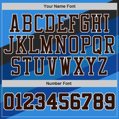 Custom Blue Brown Black White-Gold Diagonal Stripe Gradient Round Neck Sublimation Basketball Uniform Jersey