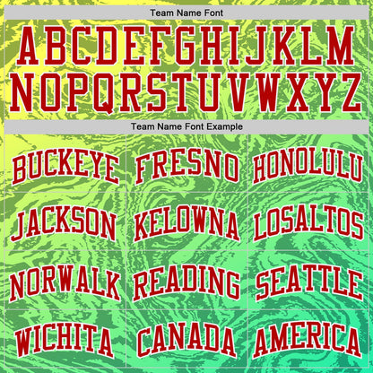 Custom Green Red Yellow-White Gradient Marble Texture Fluid Round Neck Sublimation Basketball Uniform Jersey