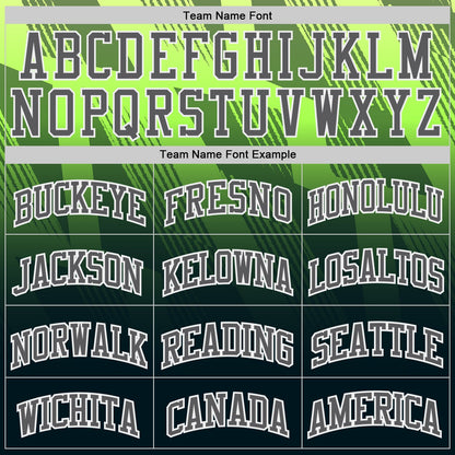 Custom Green Steel Gray White-Black Geometric Line Gradient Round Neck Sublimation Basketball Uniform Jersey