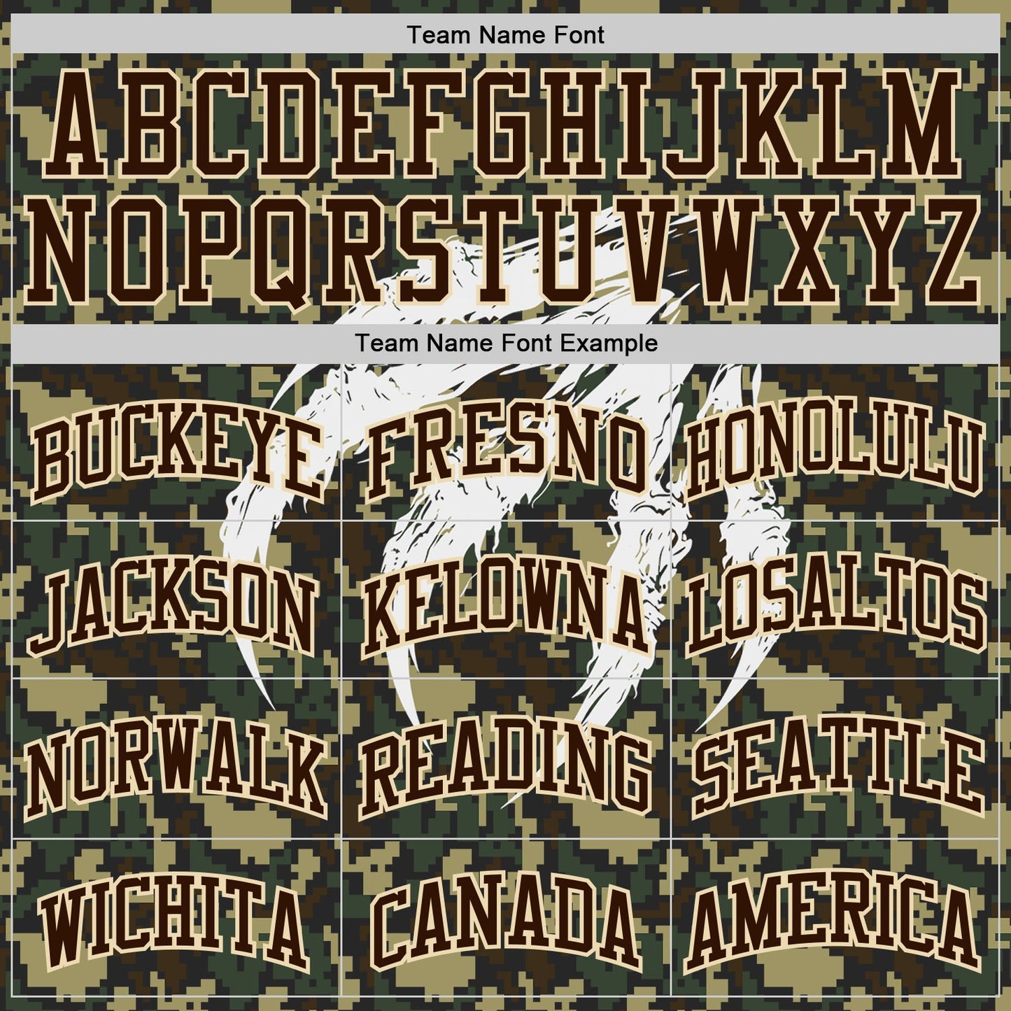 Custom Camo Brown-Cream Woodland Camouflage Claw Scratch Round Neck Sublimation Salute To Service Basketball Uniform Jersey