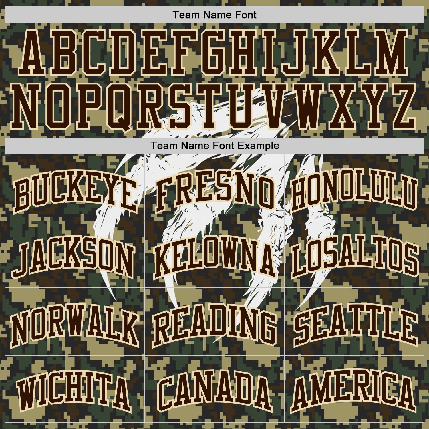 Custom Camo Brown-Cream Woodland Camouflage Claw Scratch Round Neck Sublimation Salute To Service Basketball Uniform Jersey