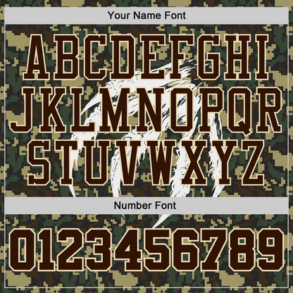 Custom Camo Brown-Cream Woodland Camouflage Claw Scratch Round Neck Sublimation Salute To Service Basketball Uniform Jersey