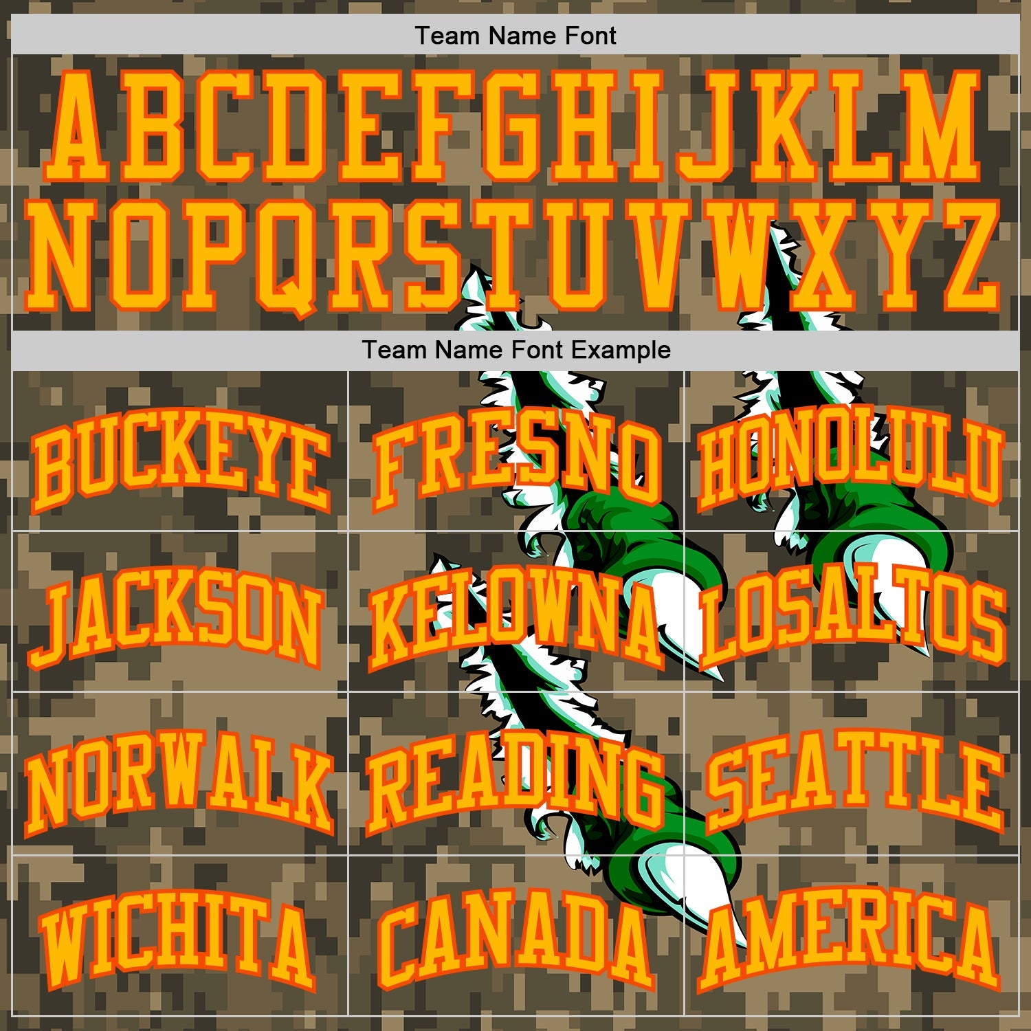 Custom Camo Gold-Orange Digital Camouflage Monster Claw Round Neck Sublimation Salute To Service Basketball Uniform Jersey