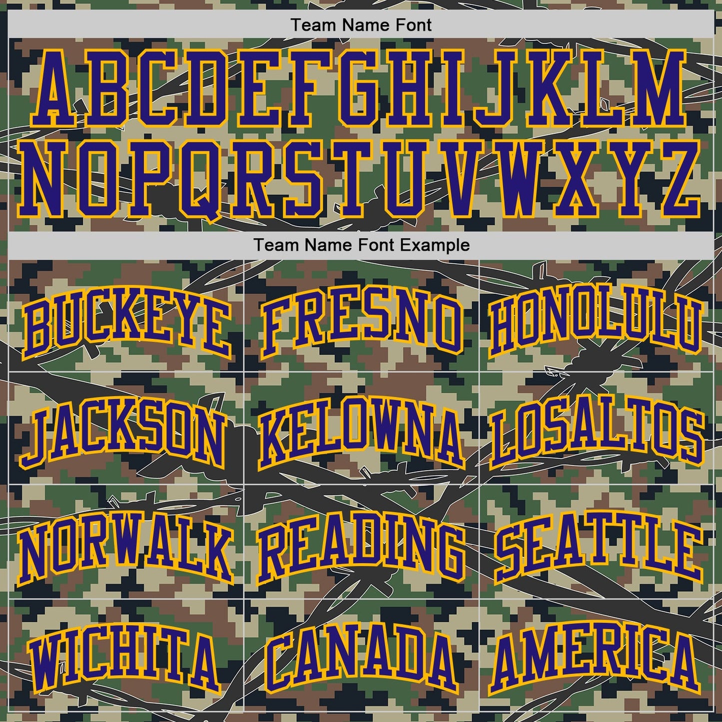 Custom Camo Dark Purple-Gold Woodland Camouflage Barbed Wire Round Neck Sublimation Salute To Service Basketball Uniform Jersey