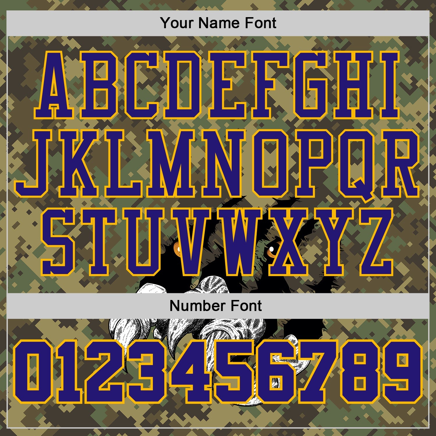 Custom Camo Dark Purple-Gold Digital Camouflage Monster Claw Round Neck Sublimation Salute To Service Basketball Uniform Jersey