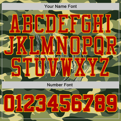 Custom Camo Red-Gold Digital Camouflage Monster Claw Round Neck Sublimation Salute To Service Basketball Uniform Jersey