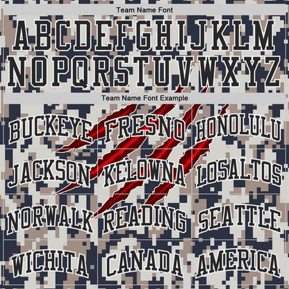 Custom Camo Black-White Digital Camouflage Claw Round Neck Sublimation Salute To Service Basketball Uniform Jersey