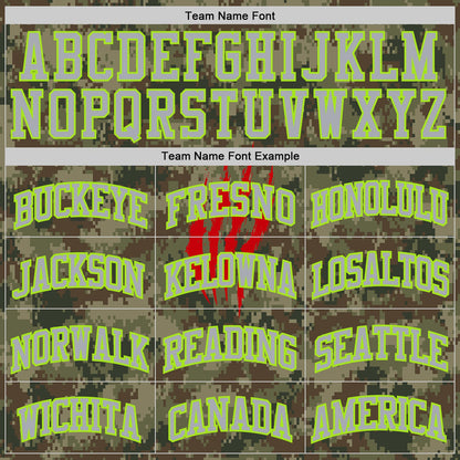 Custom Camo Gray-Neon Green Digital Camouflage Claw Round Neck Sublimation Salute To Service Basketball Uniform Jersey