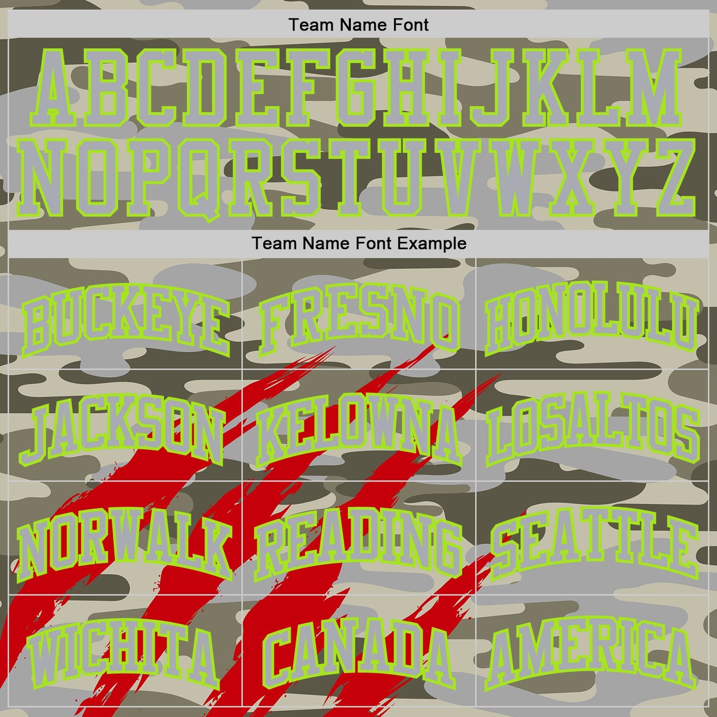 Custom Camo Gray-Neon Green Desert Camouflage Claw Round Neck Sublimation Salute To Service Basketball Uniform Jersey