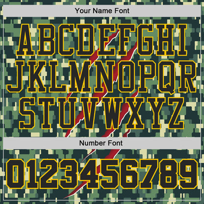Custom Camo Black-Yellow Digital Camouflage Claw Round Neck Sublimation Salute To Service Basketball Uniform Jersey