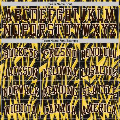 Custom Black Brown Yellow-Cream Edgy Lightning Round Neck Sublimation Basketball Uniform Jersey