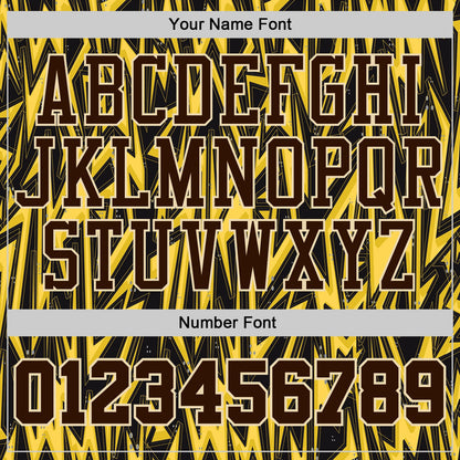 Custom Black Brown Yellow-Cream Edgy Lightning Round Neck Sublimation Basketball Uniform Jersey