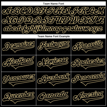 Custom Black Black-Vegas Gold Authentic Baseball Jersey