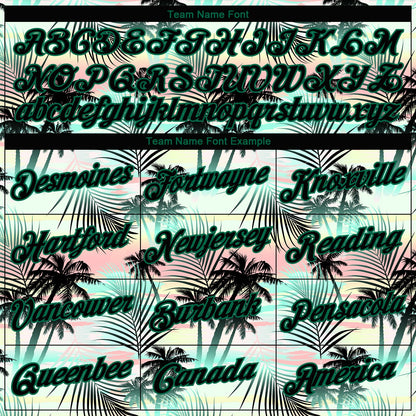 Custom Black Black-Kelly Green 3D Pattern Tropical Hawaii Palm Leaves Authentic Basketball Jersey
