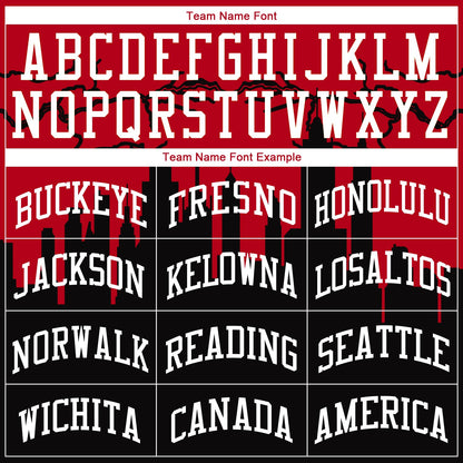 Custom Black White-Red Round Neck Sublimation Basketball Uniform Jersey