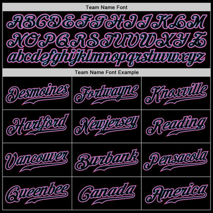 Custom Black Black Light Blue Pink-White Authentic Baseball Jersey