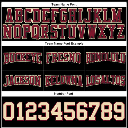 Custom Stitched Black Cream-Crimson Football Pullover Sweatshirt Hoodie