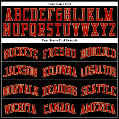 Custom Black Red-Old Gold Authentic Throwback Basketball Jersey