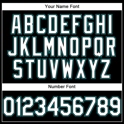 Custom Black White-Teal Performance T-Shirt