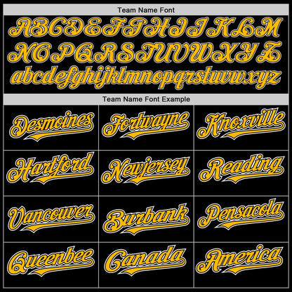 Custom Black Gold-Yellow Authentic Baseball Jersey