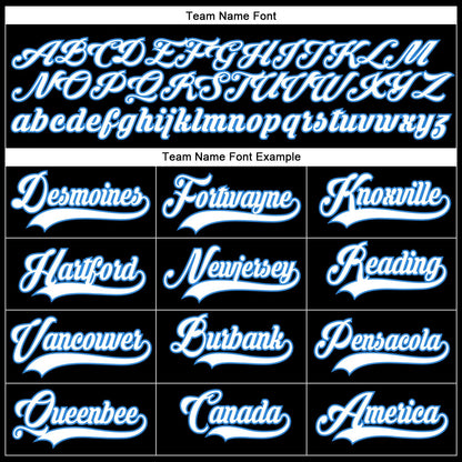 Custom Black White-Powder Blue Hockey Lace Neck Jersey