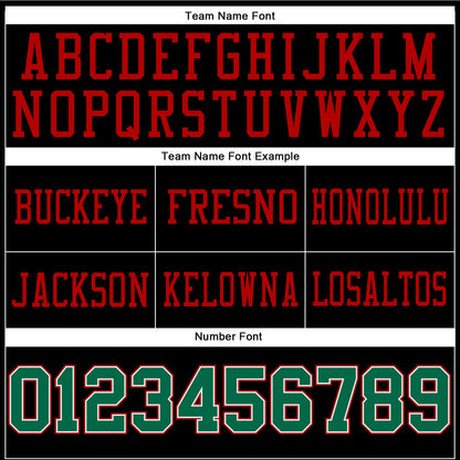 Custom Black Kelly Green-Red Authentic Football Jersey