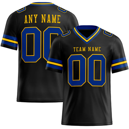 Custom Black Royal-Yellow Authentic Football Jersey