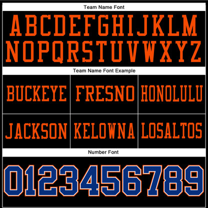 Custom Black Royal-Orange Authentic Football Jersey