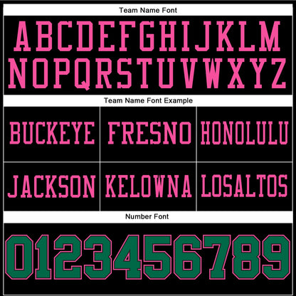 Custom Black Kelly Green-Pink Authentic Football Jersey