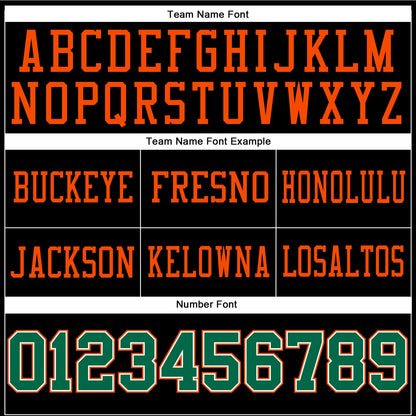 Custom Black Kelly Green-Orange Authentic Football Jersey
