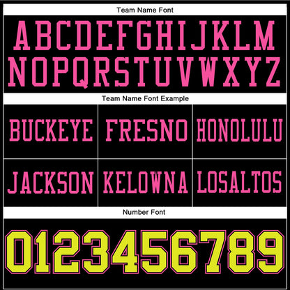 Custom Black Neon Yellow-Pink Authentic Football Jersey