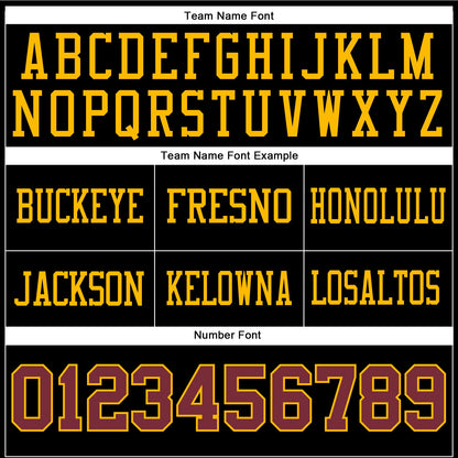 Custom Black Burgundy-Gold Authentic Football Jersey