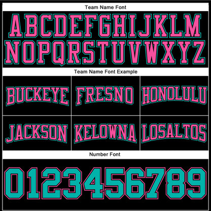Custom Stitched Black Aqua-Pink Football Pullover Sweatshirt Hoodie