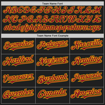 Custom Black Maroon-Gold Authentic Baseball Jersey