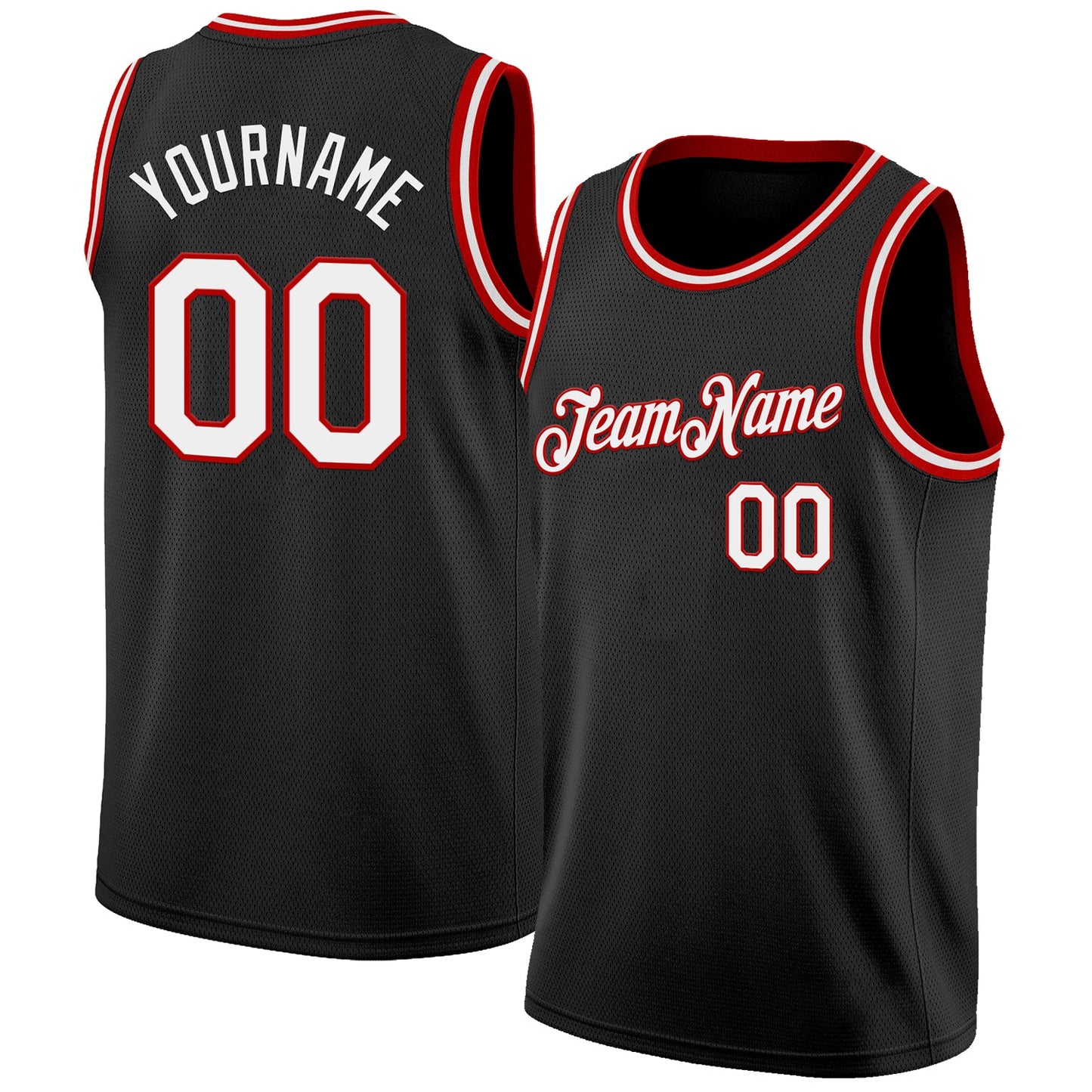 Custom Black White-Red Authentic Basketball Jersey