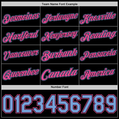 Custom Black Light Blue-Pink Authentic Basketball Jersey