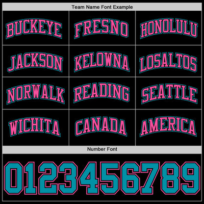 Custom Black Teal-Pink Authentic Basketball Jersey